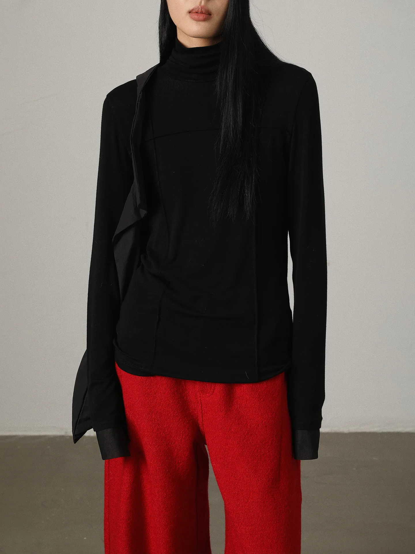 

Женская базовая футболка Vimore с высоким воротом из шерстяно-шелковой смеси, мягкая, комфортная, с длинным рукавом, вязаная, повседневная, без давления на тело