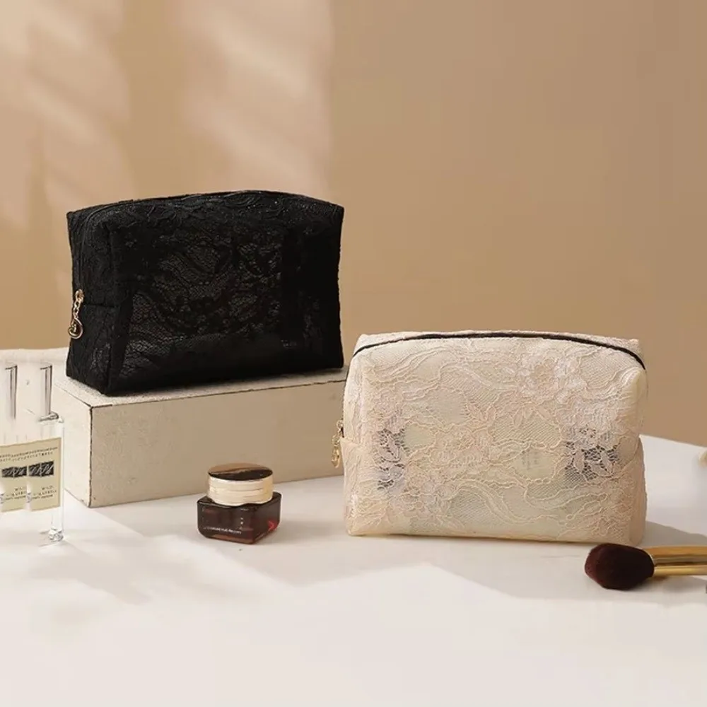 Floral Lace Makeup Bag Mesh Large Capacity Cosmetic Pouch Flower Printed Waterproof Travel Storage Bag Storage Organizer