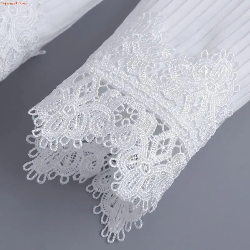 Q5WE bordado flor mangas encaje muñequeras cubrebrazos accesorio ropa boda