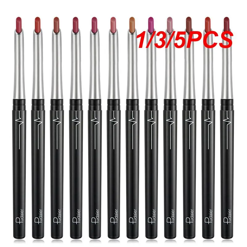 PudaierEasy-lápiz labial de larga duración, 1/3/5 piezas, delineador de labios, 17 colores, resistente al agua, TSLM2