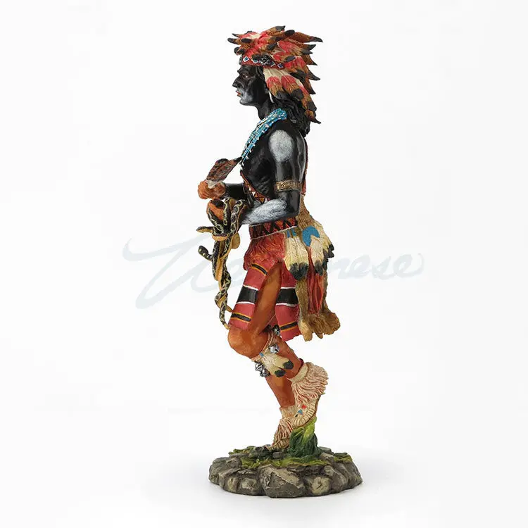African Tribal Witch Doctor Resin Figurine Ethnic Shaman Sculpture Vintage Tribal Warrior Statue Home Desktop Decor Craft Gift
