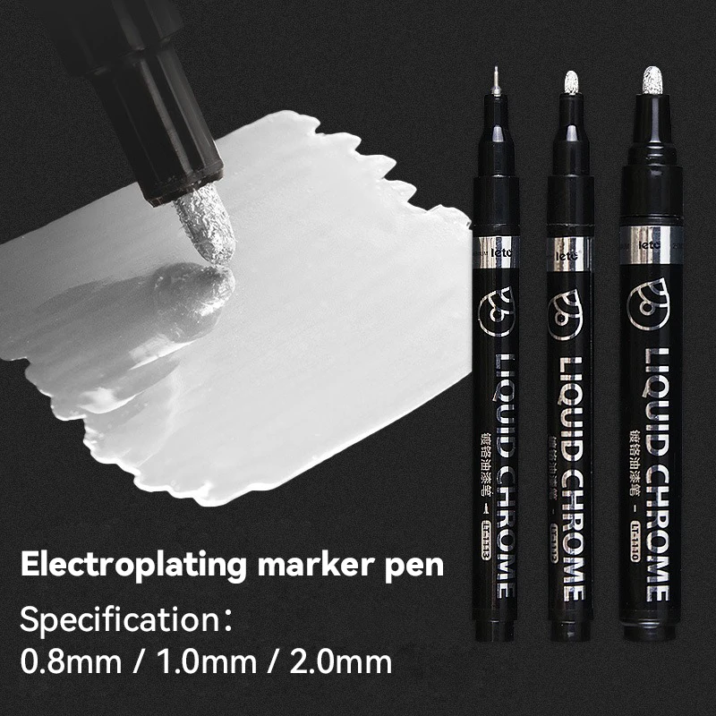 6/1pcs Chrome Pen Marker Reflective Mirror Electroplating Paint Repair Marker For Rock Ceramic Glass 0.8/1/2mm Nib Art Craftwork