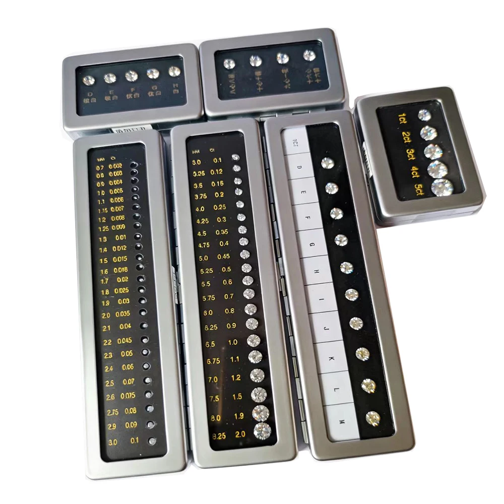 Imitation Diamond Zirconia Size Reference Contrast Carat Weight Diameter Special Cut Scale Master Teaching Tool Gemstone Box