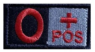 Black White Blood Types Embroidery Patch A+ B- O Positive Negative Blood Sign Hook&loop Label Stickers for Military Uniforms DIY