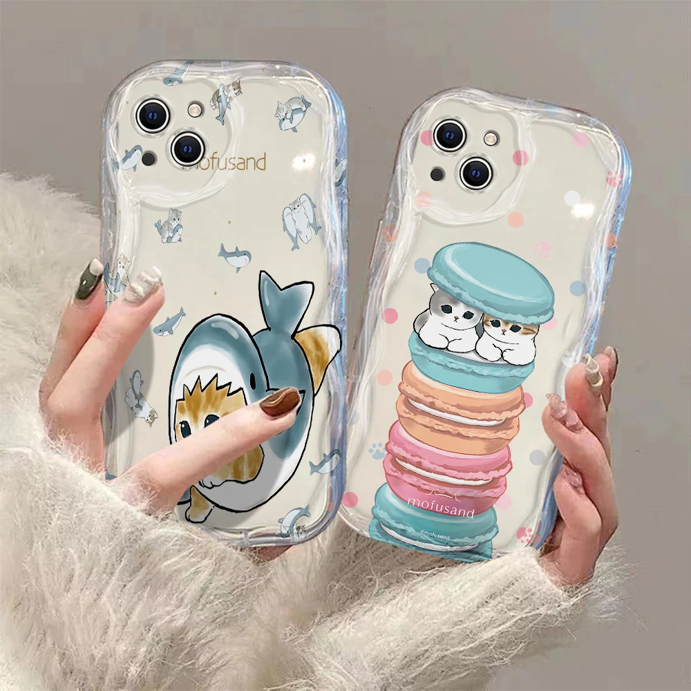 Cute Mofusand cat 3D Wave Case For iPhone 15 14 13 12 11 Pro Max Mini X XR XSMAX 8 7 6S Plus Soft Silicone Cover