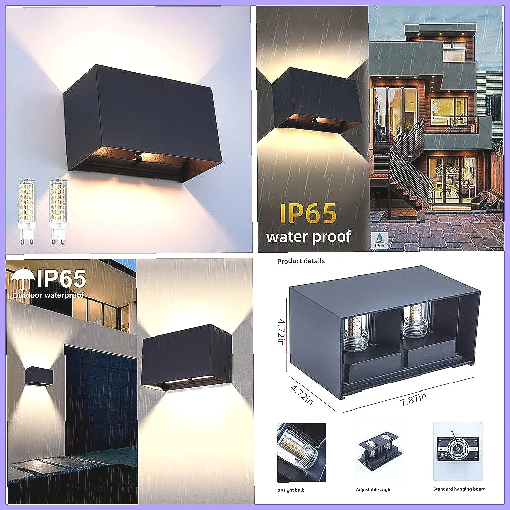 

Magdalyn Waterproof Outdoor LED Wall Light, IP65, 16W G9 Replaceable Bulb, Indoor/Outdoor Lighting for Bedroom, Garden, Patio
