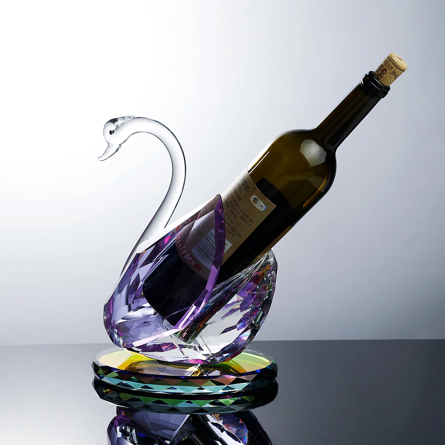 Light luxury purple crystal glass red wine rack home decoration, living room dining wine cabinet diagonally placed wine bottle
