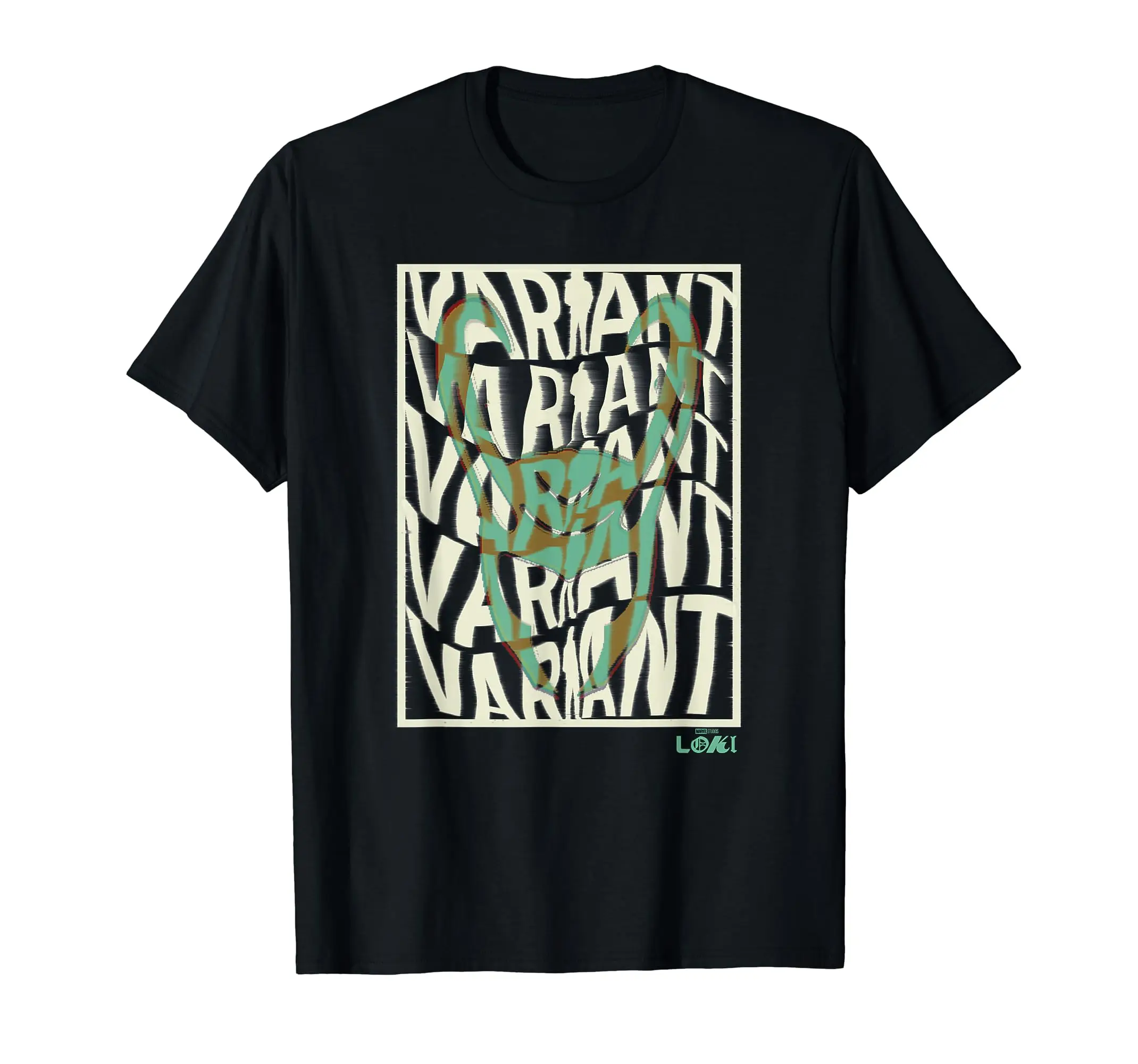  Loki Variant Word Stack Square Loki Horns T-Shirt