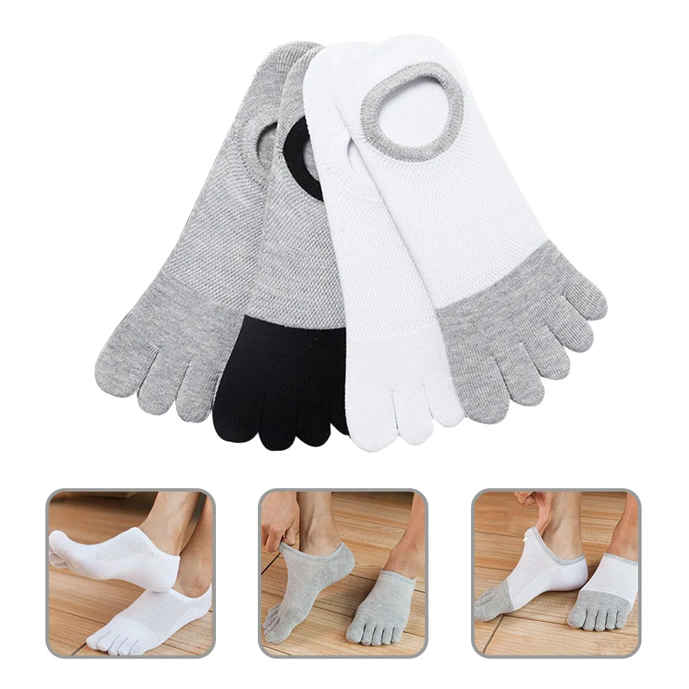 

4Pairs Odor Preventing No Show Socks Low Cut Five Finger Breathable Cotton Toe Socks for Sports Casual Shoes No Show Sock