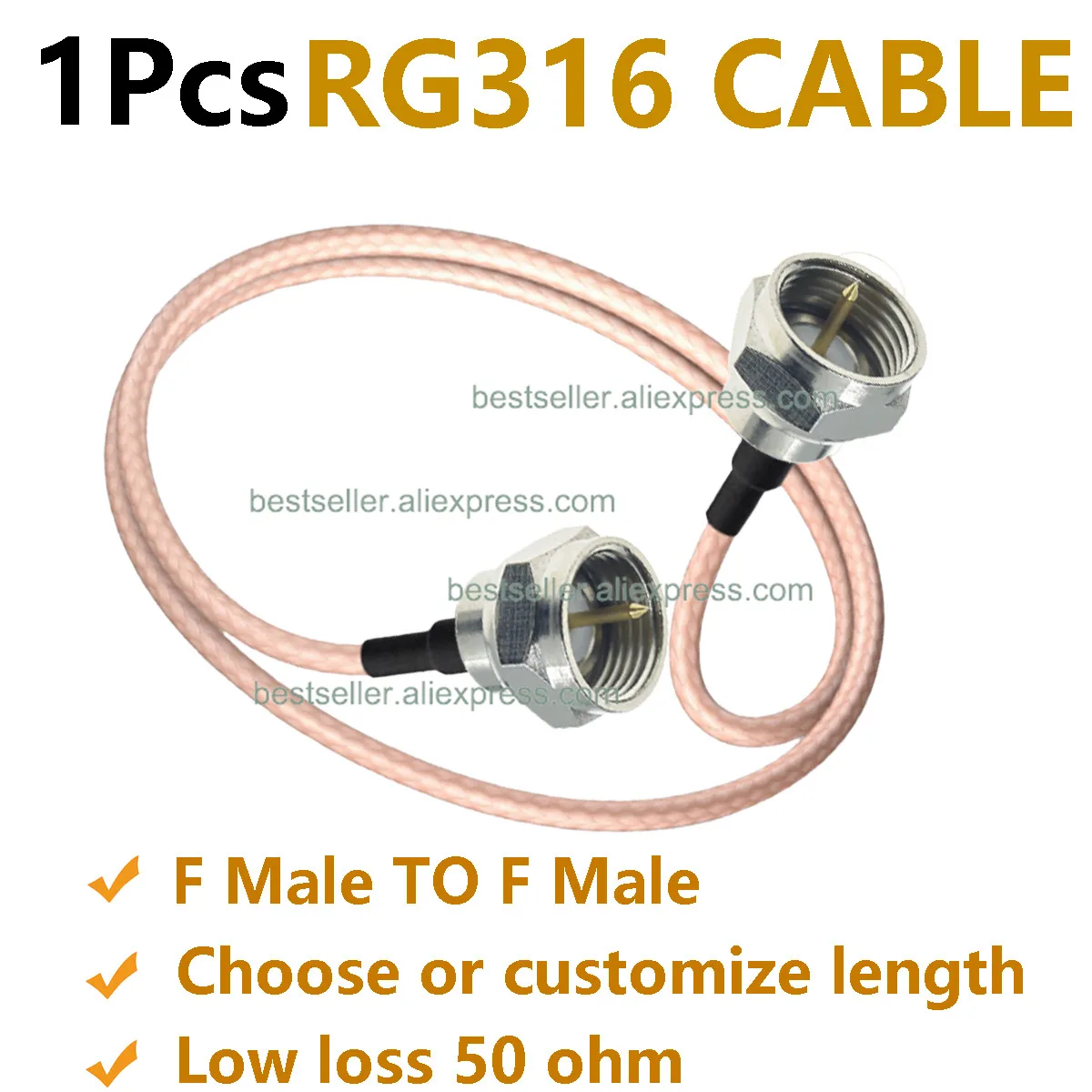 Cavo Splitter F-Type 15cm RG316 50 Ohm – Connettore Maschio A Doppia Femmina Per TV, Satellite E Sistemi Audio/Video