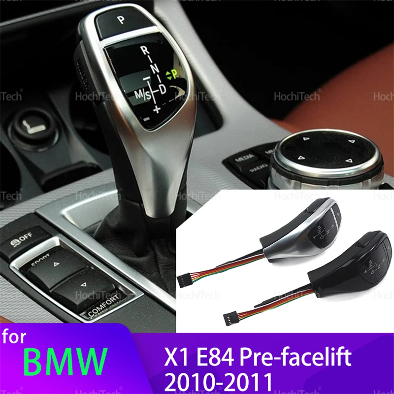 

For BMW X1 E84 Pre-facelift 2010-2011 Led PU Leather Sliver Black Car Interior Accessories Gear Shift Lever Knob Thumb Type