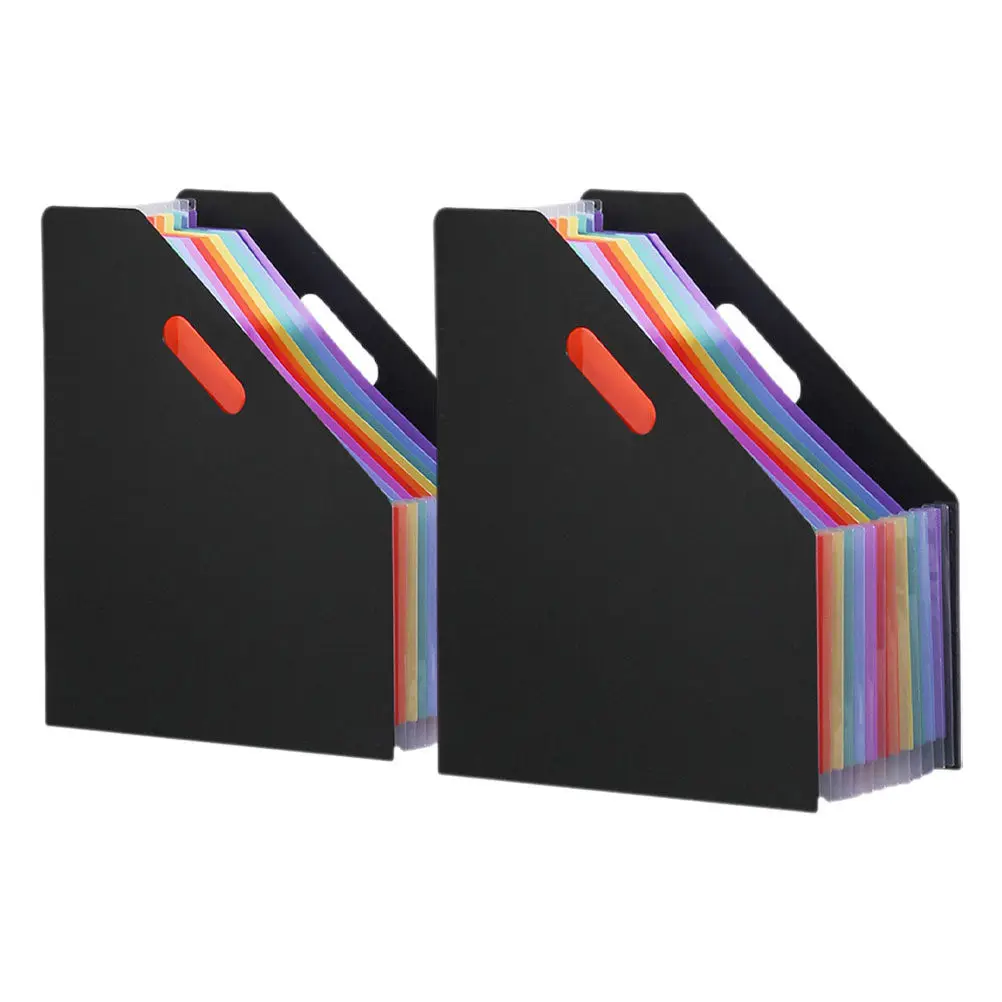 

2Pcs High Durability Plastic Accordion Folder Fine Texture Expandable File Organizer for Receipts Cash Documents Desktop Storage