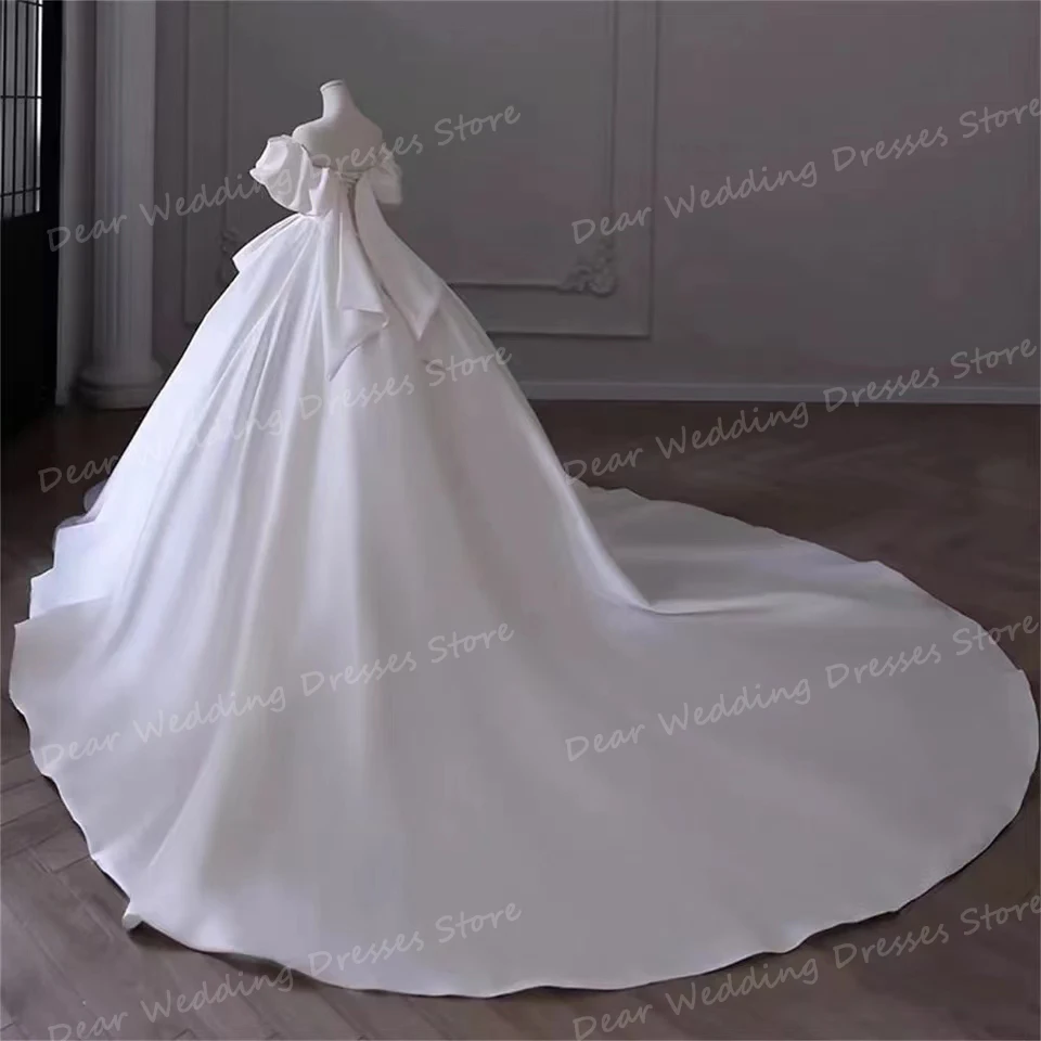 Robes de mariée simples en satin pour femmes, robe de mariée élégante, robe de mariée éducative pour les patients, tout ce qui est sexy, plissé, princesse