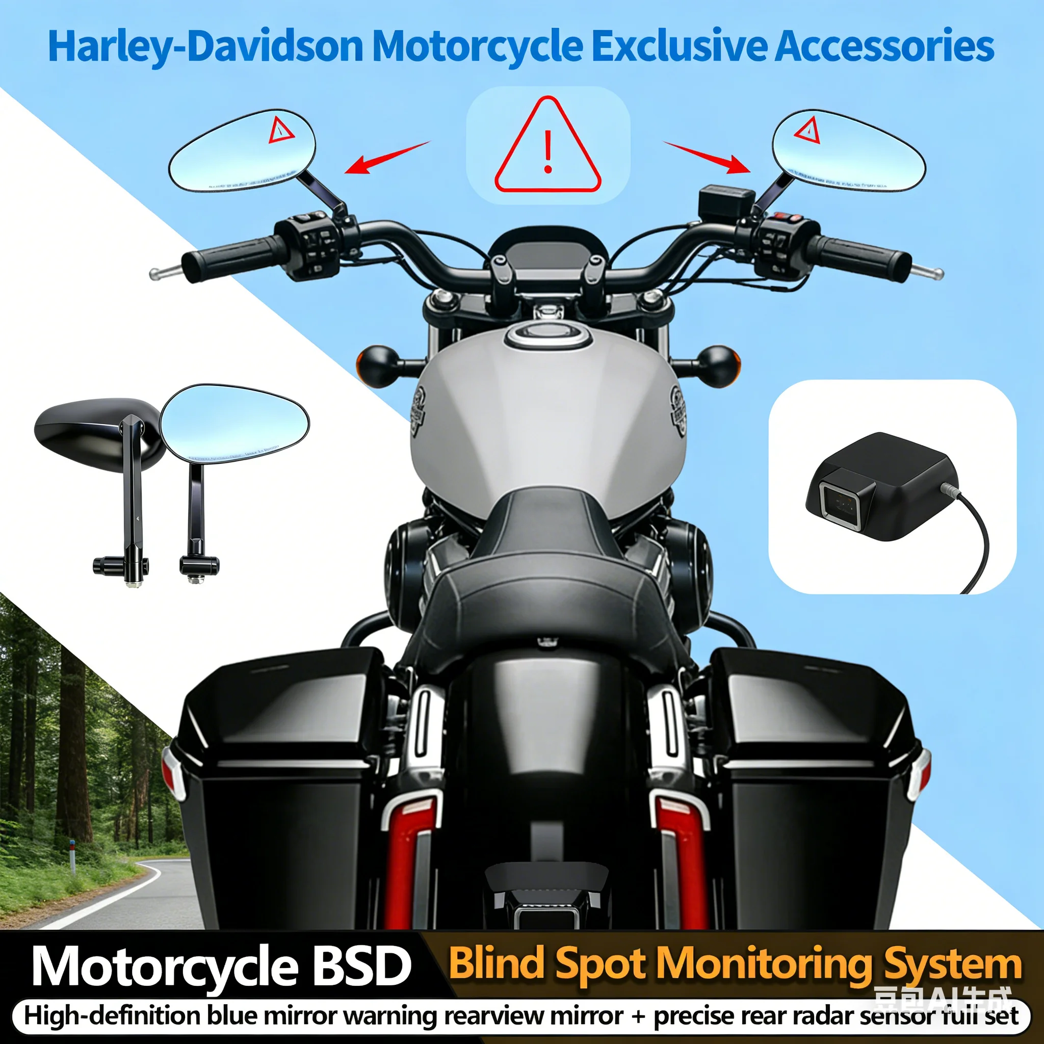 

NEW For Harley 121 CVO Street Glide Motorcycle Safety Kit Direct Blind Spot Monitor Radar Waterproof Warning System Accessories