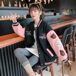 Spring And Autumn Vibe Style Baseball Uniform New Bomber Jacket For Girls Fashion Retro Clothes Streetwear Oversized Coat