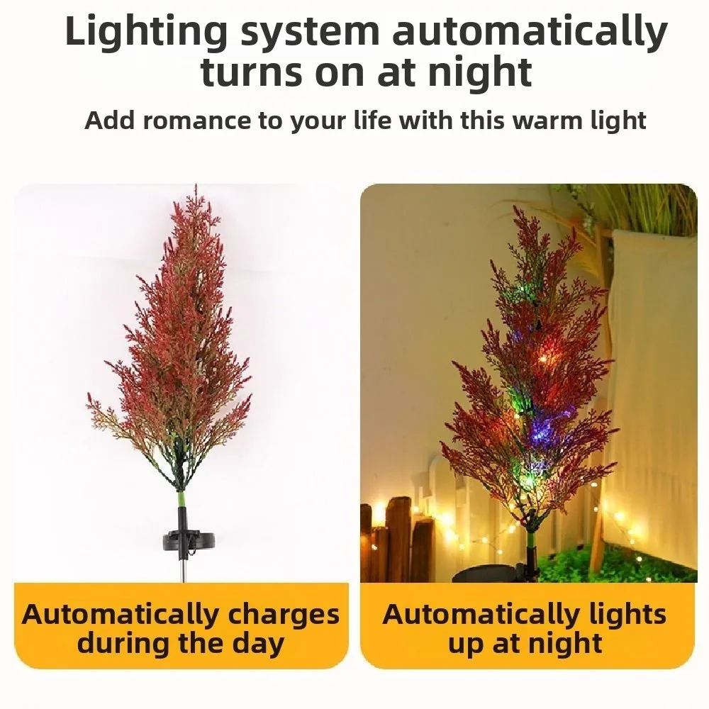 الملونة الشمسية شجرة الصنوبر مصباح مقاوم للماء المشهد الإبداعي مصباح حديقة اللاسلكي واقعية عيد الميلاد حديقة مصباح أرضي البيت #6