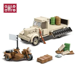 180 Military Truck Tank Model WW2 Building Blocks Bricks Set Army Soldiers Weapons Assembly Toys Gifts For Children Boys 266pcs