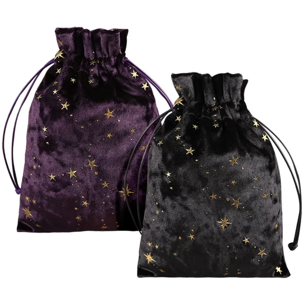 Velvet Tarot Oracle Cards Storage Bag Star Printed Tarot Pouch Rune Dice Crystal Jewelry Bag Multiple Use Pouch for Home Storage