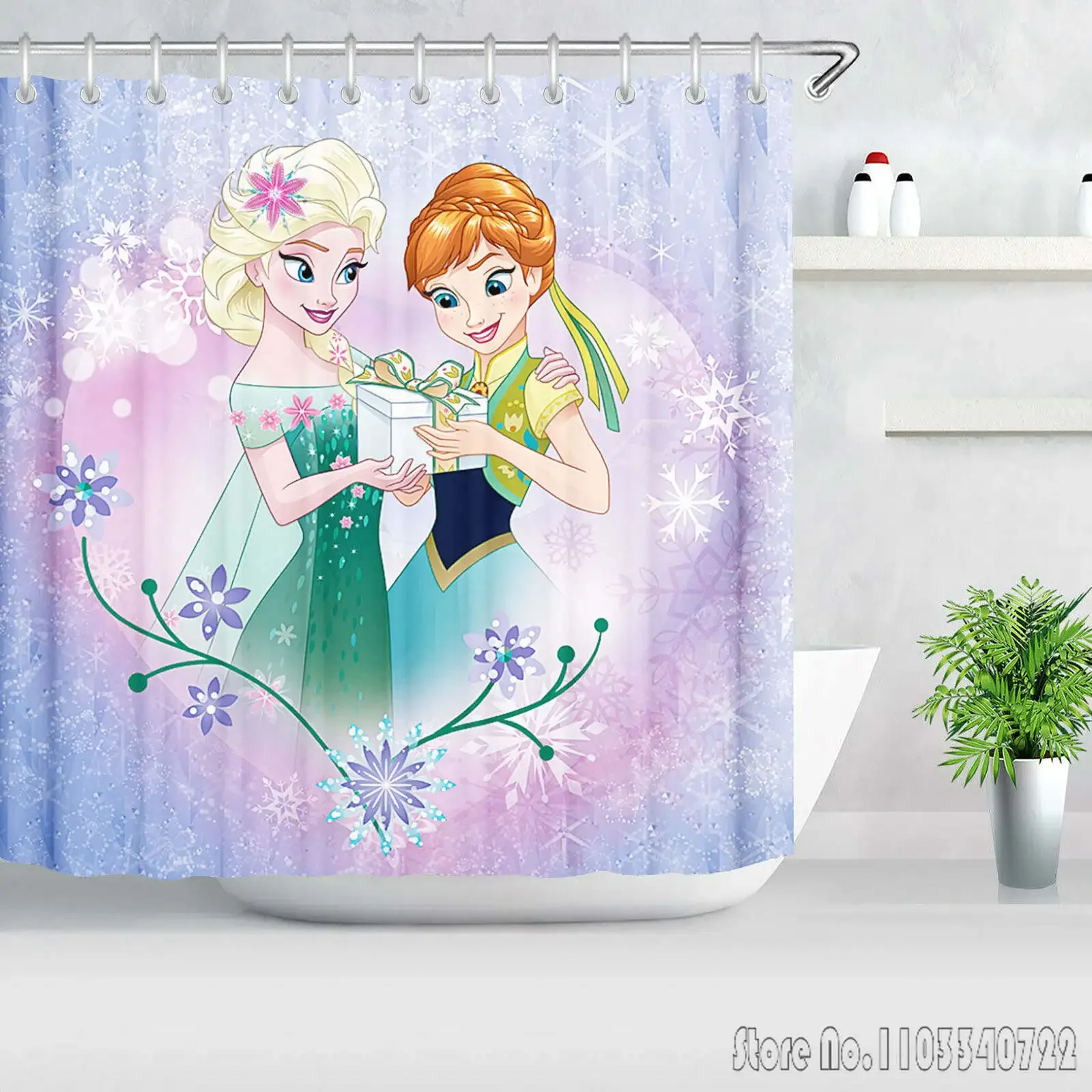 Frozen Princess Elsa Anime cortina de ducha accesorios de baño impermeable hogar de lujo adecuado para niños y adultos lindo