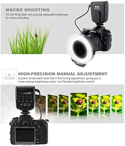 Meike MK-FC100 LED Macro Ring Flash Light Manual de trabalho universal para Canon Nikon Olympus