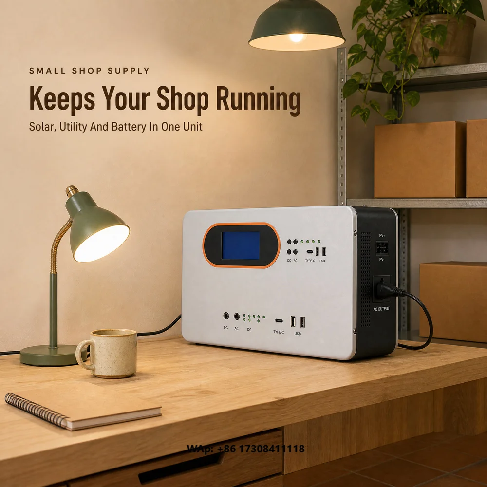 Two-Rating  Solar Inverter with Lithium 640Wh & 1kWh Batteries WiFi Enabled 240V AC Output for Off-Grid Utility Backup