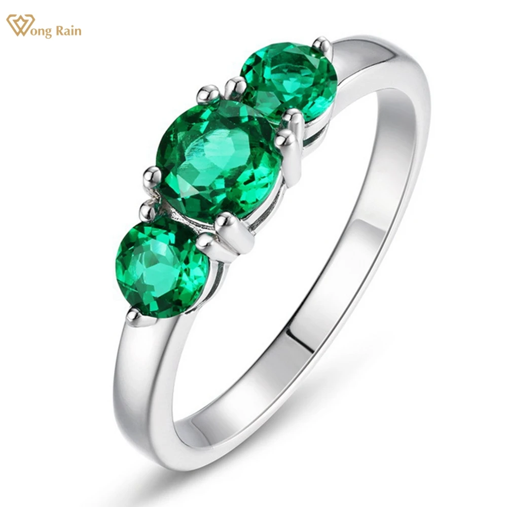 

Wong Rain Винтаж Стерлингового Серебра 925 пробы Круглая огранка 5 мм Изумрудный драгоценный камень Рядное кольцо для женщин Изящные ювелирные изделия Обручальное кольцо оптом