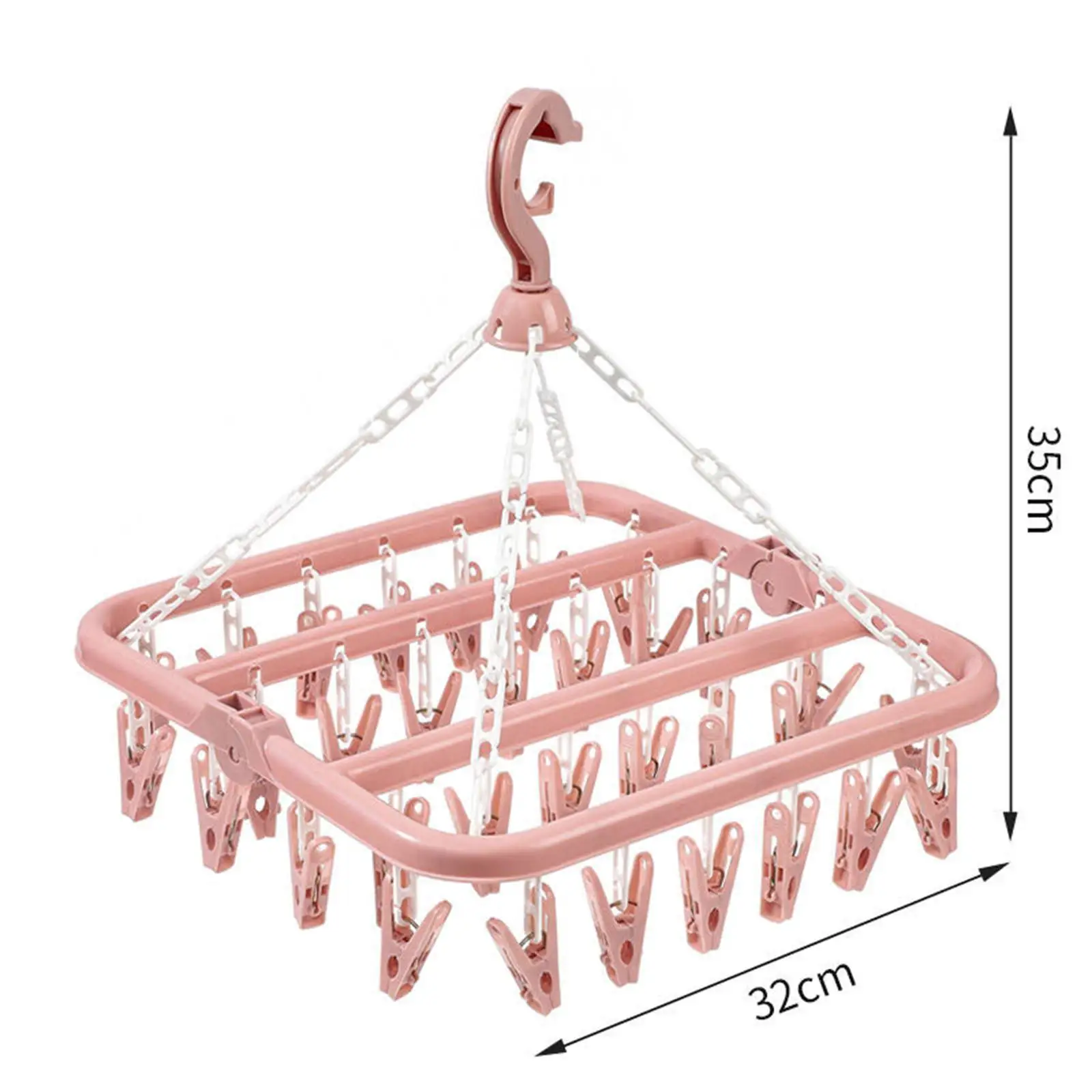 Space Saving Clothes Drying Hanger with Multi Clips for Underwear and Socks Windproof PP Rack Indoor Outdoor Folding Basket for