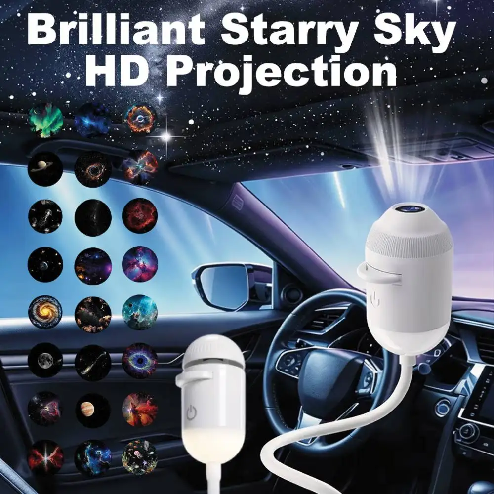 Mini projecteur d'étoiles USB avec films de projection multiples, ambiance spatiale étoilée, veilleuse pour enfants, décoration de voiture et de maison