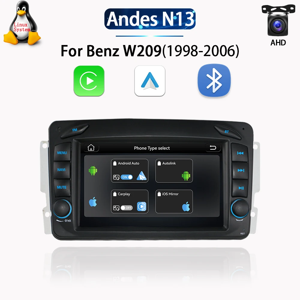 LELV 7" Linux systeem autoradio voor Mercedes Benz CLK W209 C209 W168 W203 W463 Vito Viano 1998-2006 met Smart GPS Carplay Auto