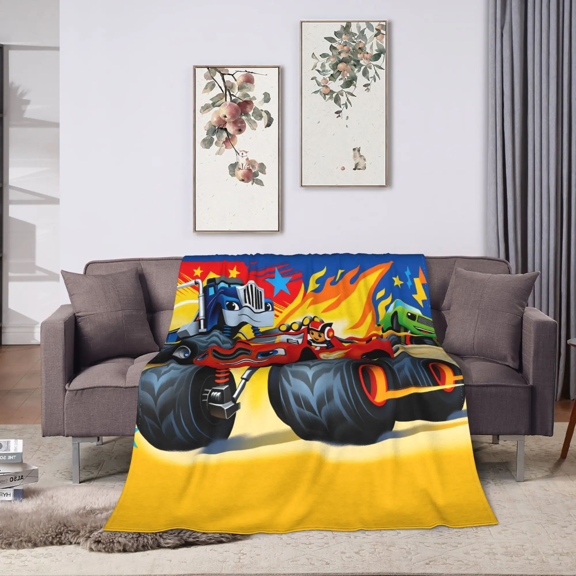 Blaze and the Monster M-Machines Flannel Blanket Winter  Warm Throw Blanket for Children Bedroom Comfortable Bedspread Sofa