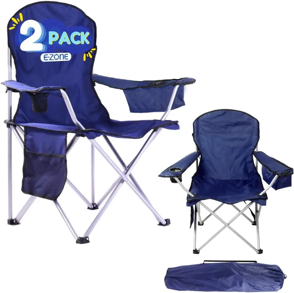 

2-Pack Camping Chairs with Built-in Ice Cooler, Portable Chair, Storage Pocket, Cup Holder, and Carry Bag Perfect for Ca