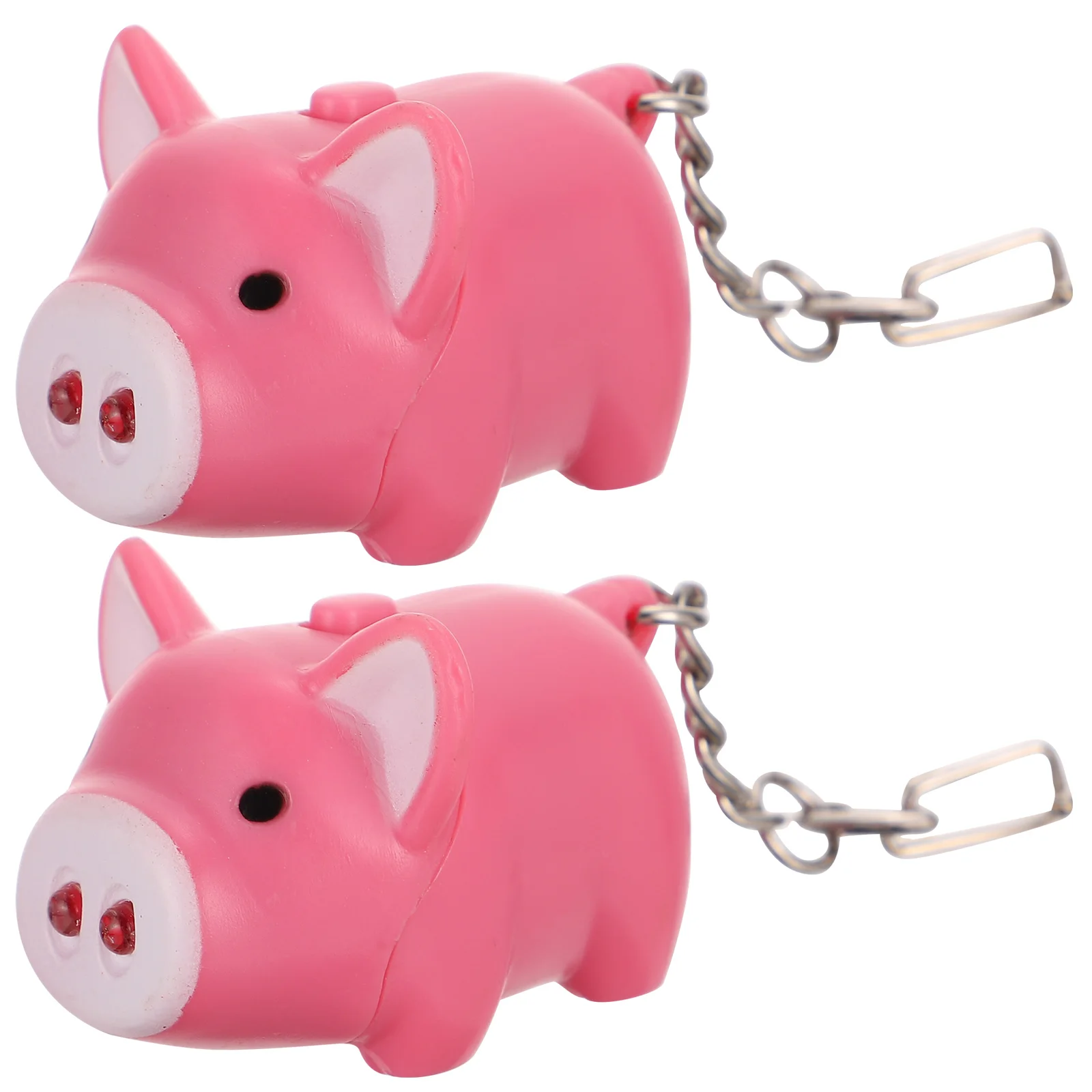 

2pcs Sound Light Keychain Plastic Pig Keyring Charm Kids Cartoon Keys Pendant Luminous Handbag Decor Glow Gift