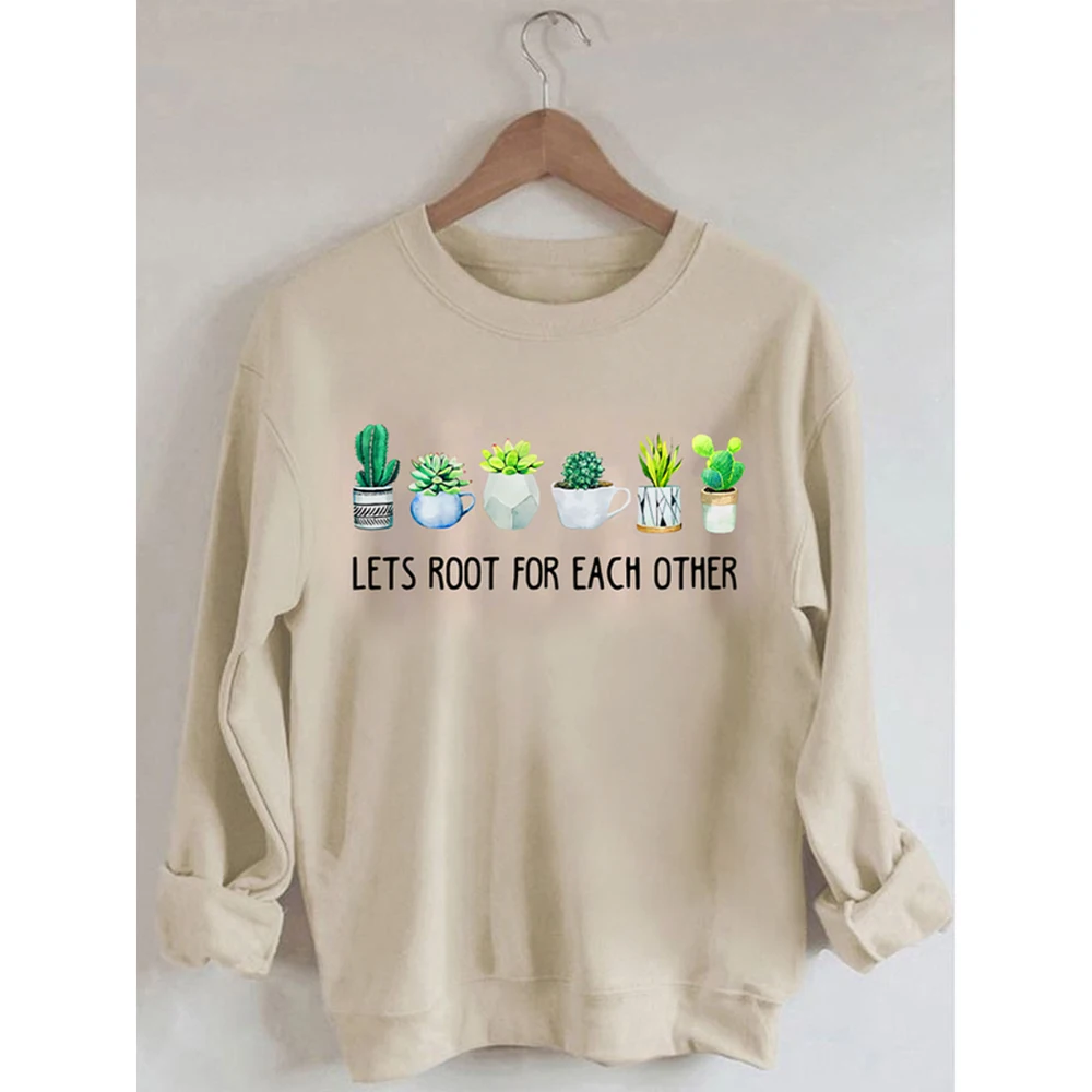 

Rheaclots Women's LET'S ROOT FOR EACH OTHER Printed Women's Cotton Female Cute Long Sleeves Sweatshirt