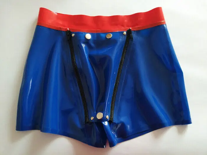 

Handmade Latex Rubber Boxer Shorts Gummi Sexy Double Zipper Cool Unterhose S-XXL fetish Party