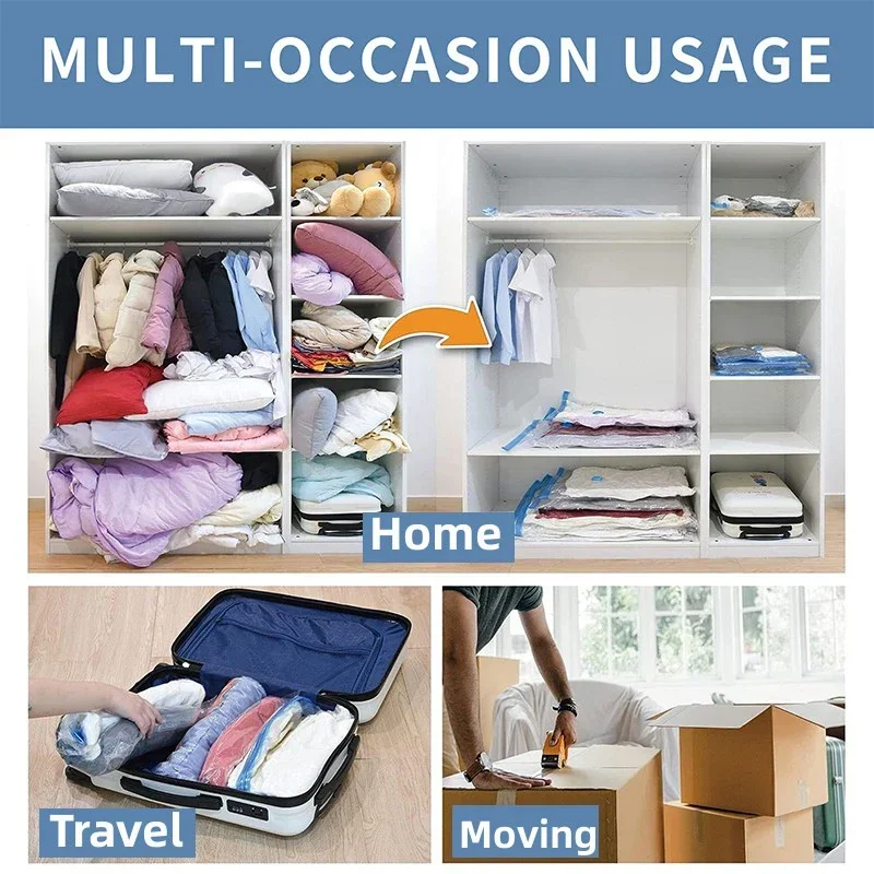 1/3/5PCS Vacuum Storage Bags with Valve Quilt Compression Pouch Space Saving Clothes Organizer Vacuum Bag Vacuum Sealing Bags image 4