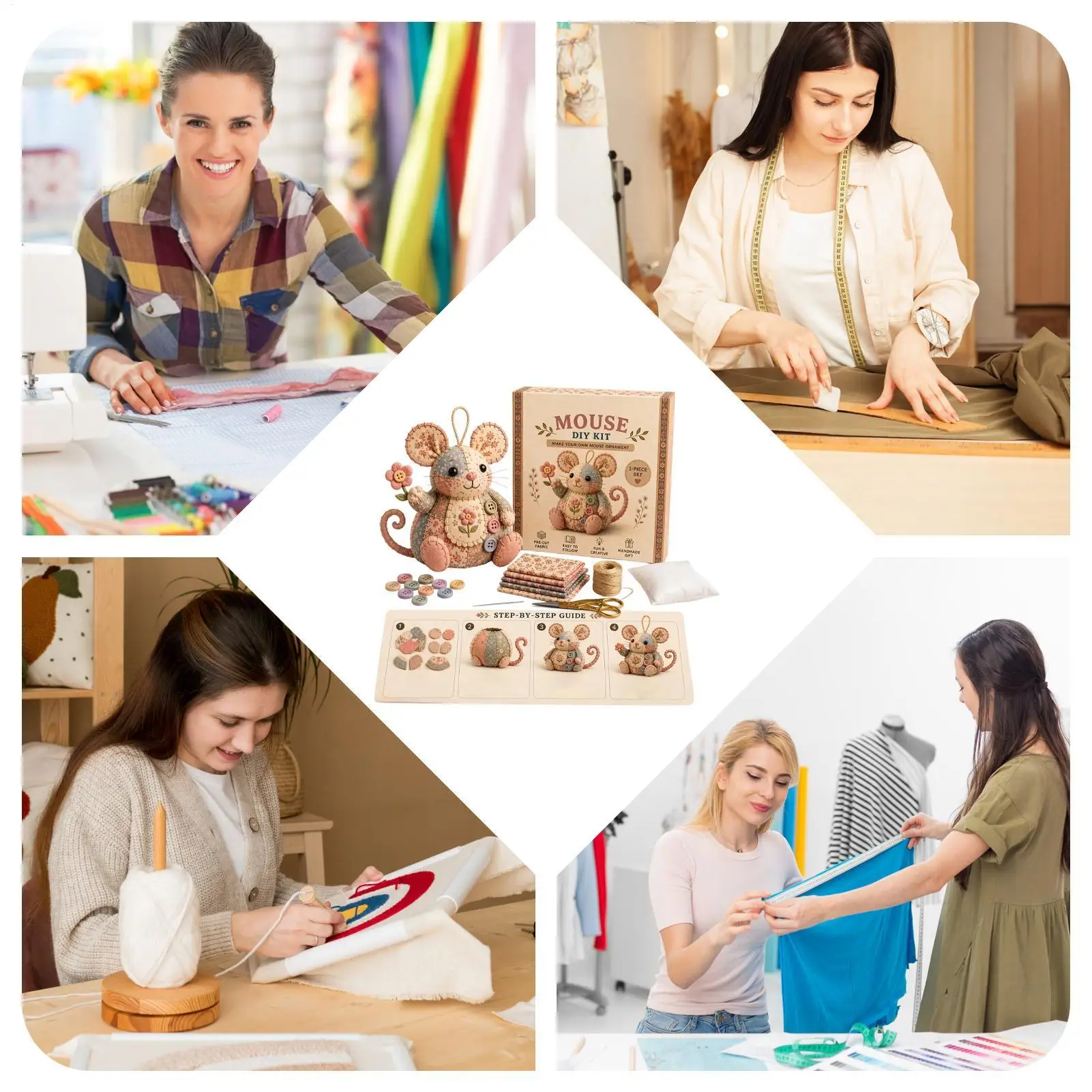 

Embroidery Animal Kit Cute Handmade Mouse Home Decor Embroidery Animal Kit For Beginner For Adults Women Men Home Living Room