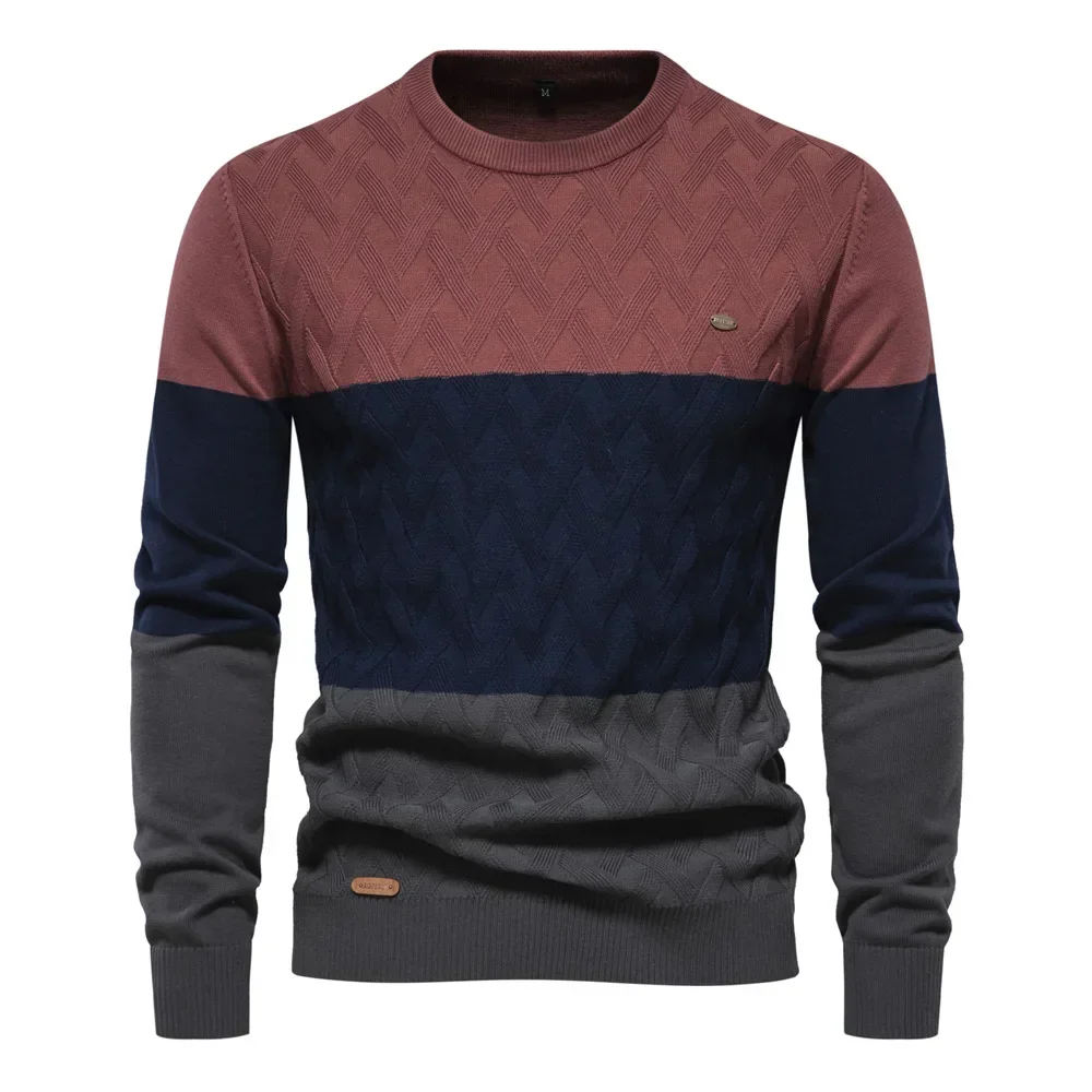 

Autumn and winter new cross-border top long-sleeved trendy men's sweater slim-fitting crew neck men's versatile European size