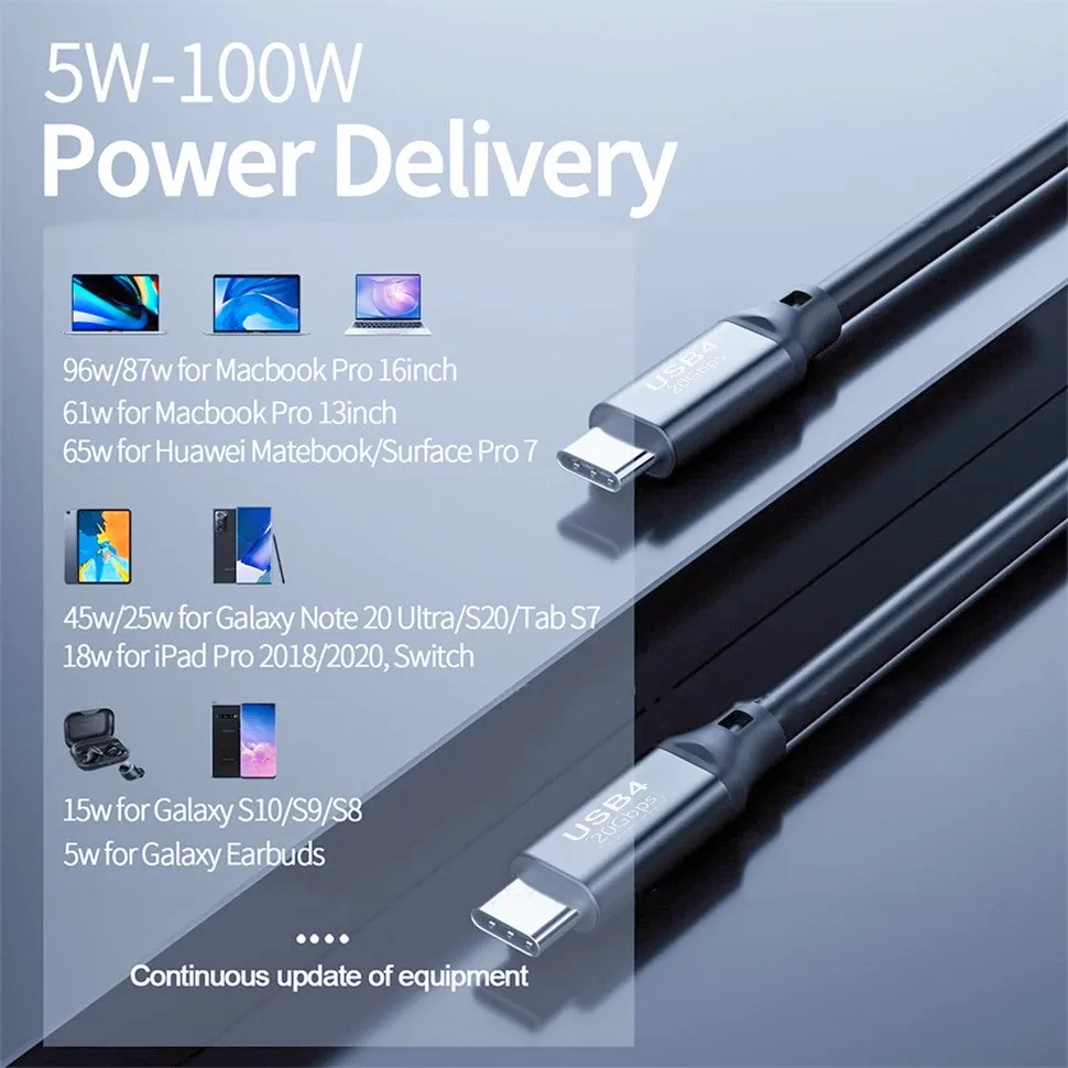 USB3.2 Gen2 Datenkabel USB C zu USB Typ C 20 Gbit/s Transfer 4K 60 Hz PD 100 W Schnellladung USB 3 2 Gen2x2 Kabel für MacBook Switch – Detail 11