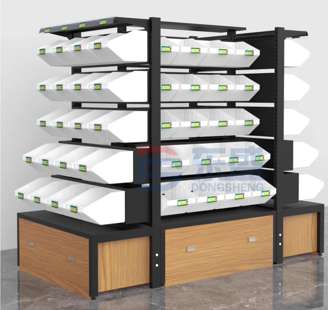 Snack shelves scattered supermarket grocery store convenience store steel and wood multi-layer display shelf biscuit candy shelf