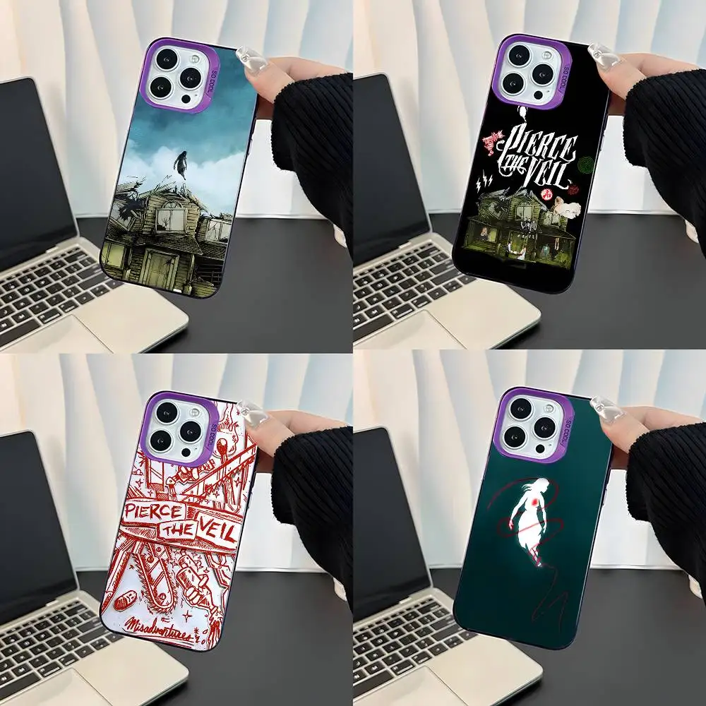 

P-Pierce The Veil Band Purple Matte Shockproof CoverPhone Case For iPhone 17,16,15,14,13,12,11,Pro,XS,Max,Plus,Mini,SE4,E