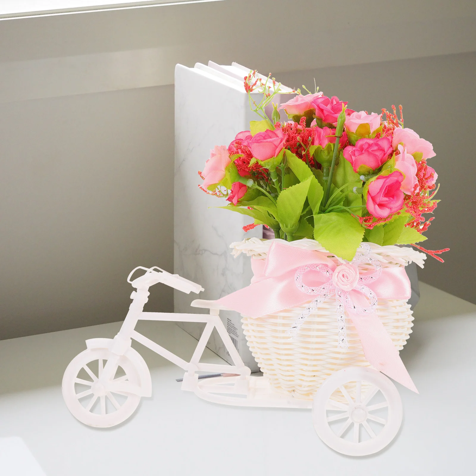 

Bicycle Artificial Flower Basket Realistic Tricycle Flower Ornament Decorative Interior Outdoor Garden Decoration
