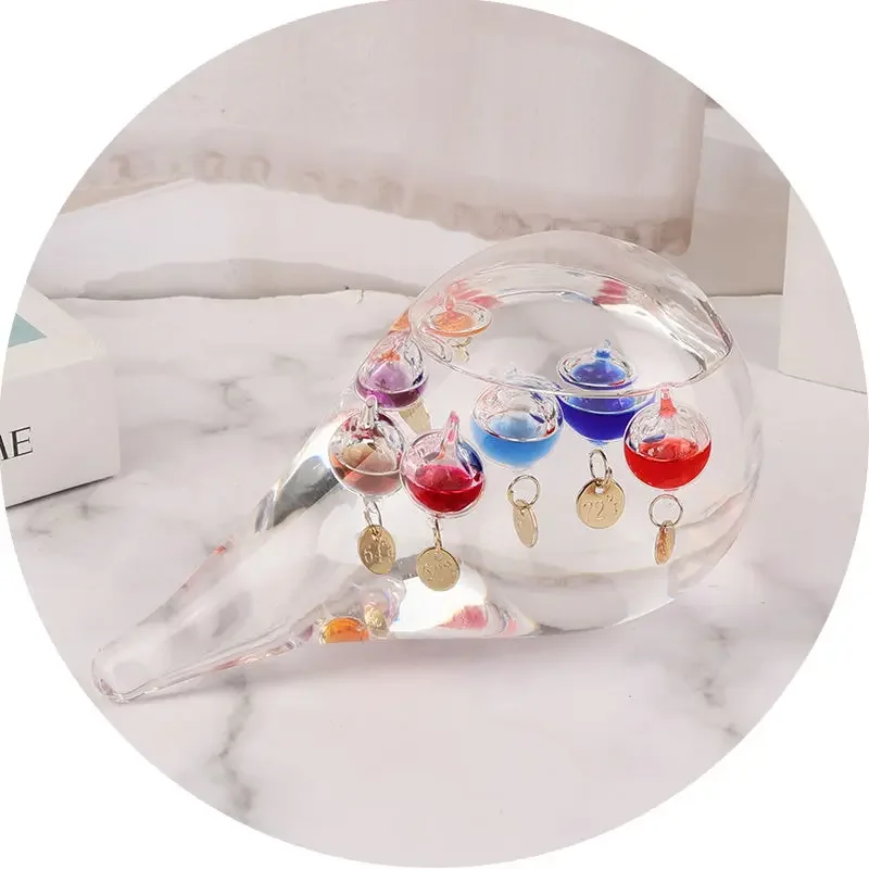 ميزان حرارة جاليليو زجاجي - ميزان حرارة قطرات غرفة الكرة العائمة الملونة لتزيين المنزل #5