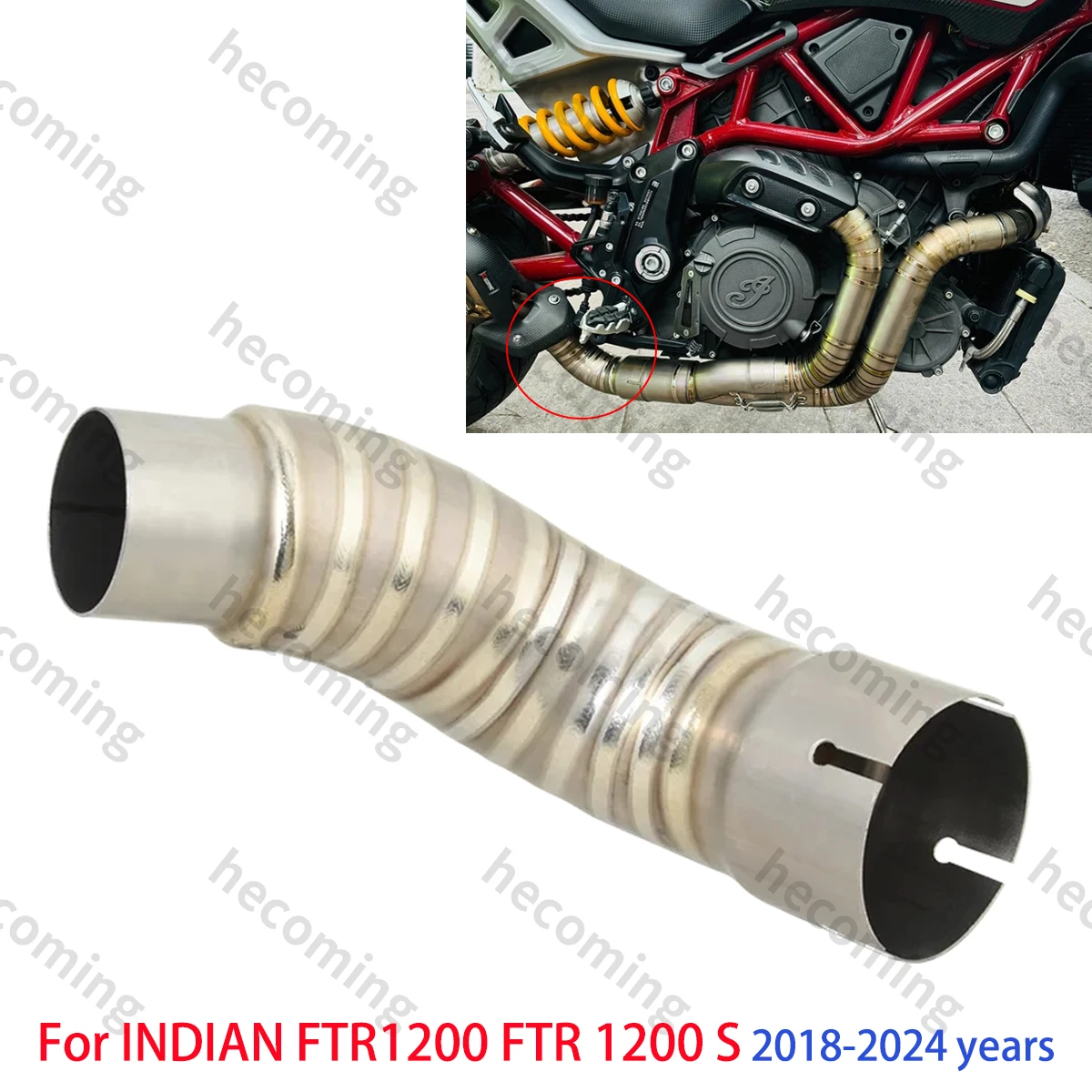 Slip On Exhaust Mid Link Pipe Titanium For INDIAN FTR1200 FTR 1200 S 2018-2024 Moto Exhaust Escape