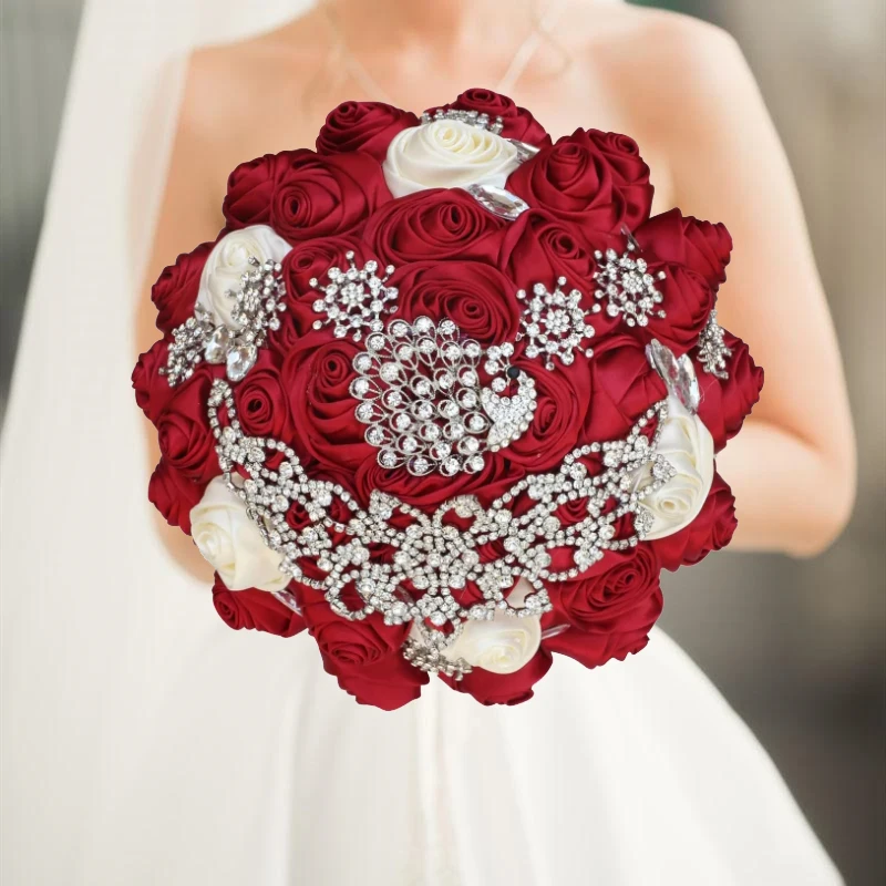 Royal Wedding Bouquet Rhinestone Bride and Bridesmaid Hand Flowers Handmade Bridal Bouquet