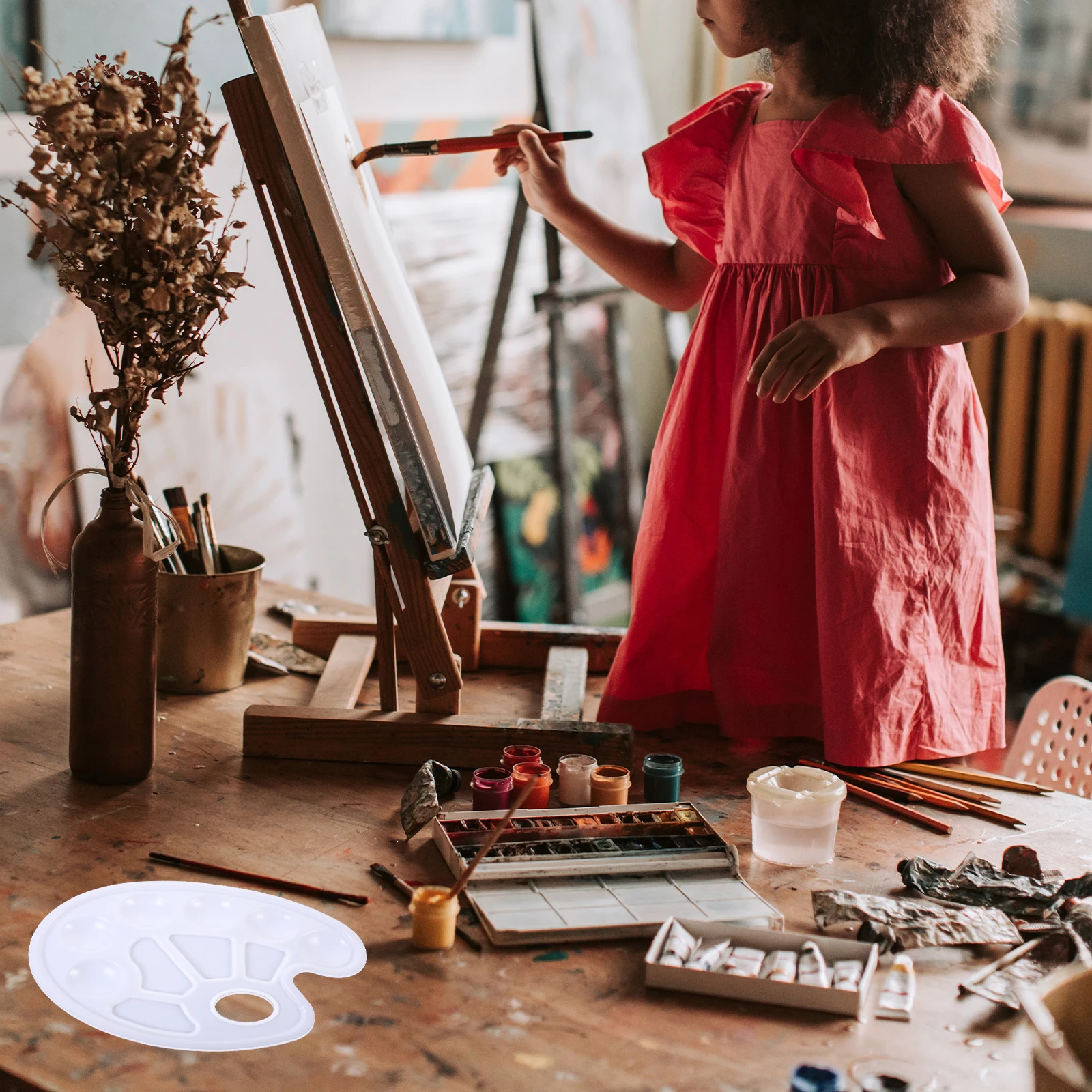 

10 Pcs Palette Plate Paint Tray Watercolor Mixing Painting Trays Plastic Oil Paints Child