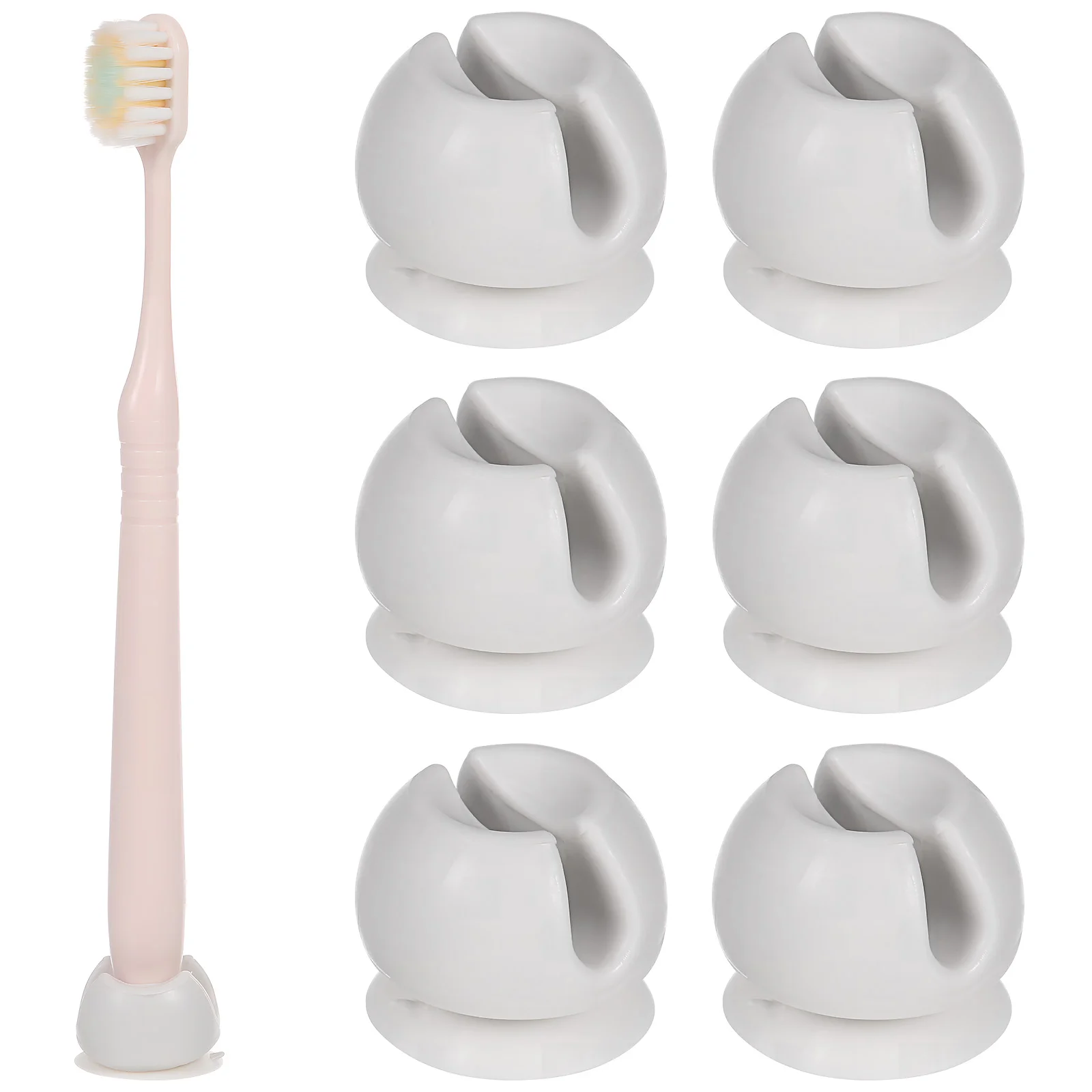 

6 Pcs Tooth Brush Holder Suction Toothbrush Holders Wall Shower Simple Mirror Small For