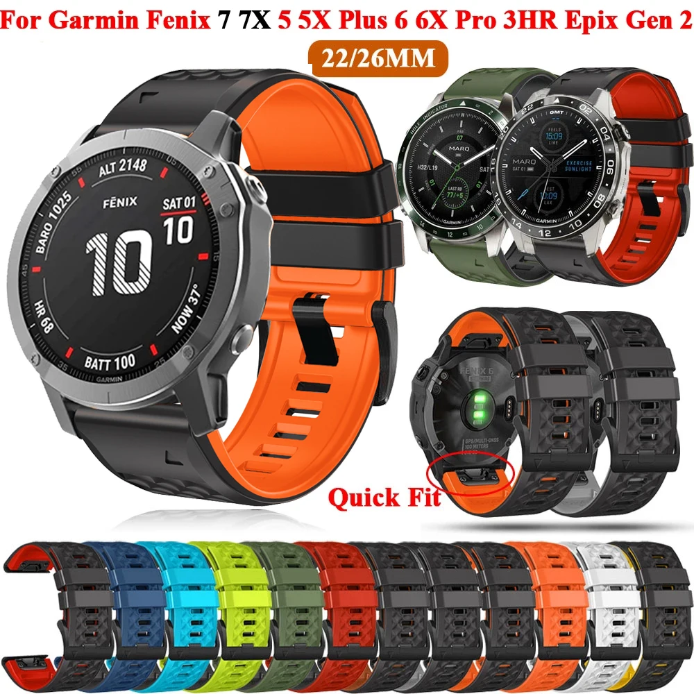 22 26mm Silicone Watchband Strap For Garmin Fenix 6X 5X 7X Easyfit Wristband Fenix 7 6 5 Plus Epix Gen 2 955 Smartwatch Bracelet