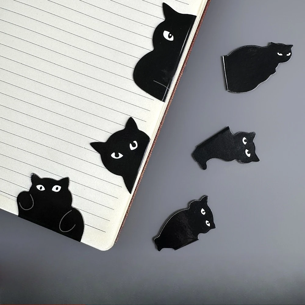 Marque-page magnétique chat noir mignon, marqueur de page créatif pour étudiants et enseignants, cadeau idéal pour les amoureux des chats et l'utilisation à la maison ou à l'école