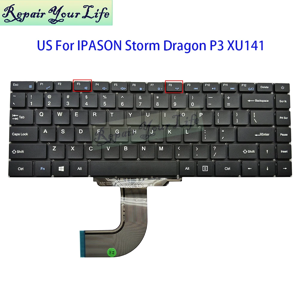 US English Keyboard For IPASON Storm Dragon P3 XU141 14' United States USA Notebook Keyboards Teclado Black Keycaps PC Parts New