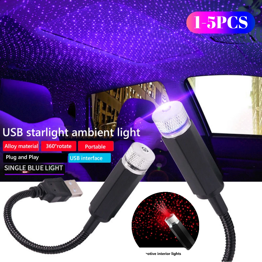 Car LED Starry Sky Night Light Romantic Atmosphere Galaxy Lights 5V USB Powered Projector Lamp for Car Roof Room Ceiling Decor